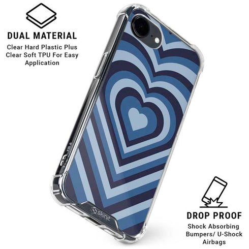 Blue Heart Pattern iPhone 16e Clear Case